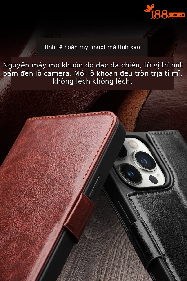 Ốp lưng da thật nắp lật từ tính cho iPhone 15 Pro Max, bảo vệ toàn bộ chống rơi — IPhone15 plus cổ điển 103 đen, IPhone15 plus cổ điển 103 màu nâu sẫm, IPhone15 plus cổ điển 103 màu nâu nhạt, IPhone15 Pro max Classic 103 Đen chi tiết 7
