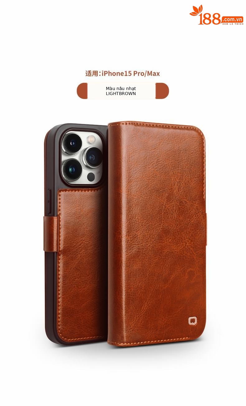 Ốp lưng da thật nắp lật từ tính cho iPhone 15 Pro Max, bảo vệ toàn bộ chống rơi — IPhone15 plus cổ điển 103 đen, IPhone15 plus cổ điển 103 màu nâu sẫm, IPhone15 plus cổ điển 103 màu nâu nhạt, IPhone15 Pro max Classic 103 Đen chi tiết 10