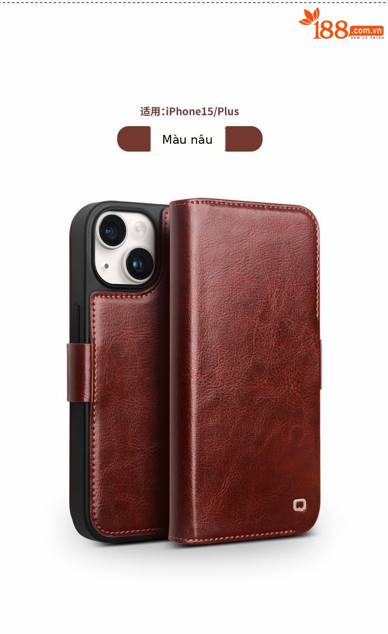 Ốp lưng da thật nắp lật từ tính cho iPhone 15 Pro Max, bảo vệ toàn bộ chống rơi — IPhone15 plus cổ điển 103 đen, IPhone15 plus cổ điển 103 màu nâu sẫm, IPhone15 plus cổ điển 103 màu nâu nhạt, IPhone15 Pro max Classic 103 Đen chi tiết 11