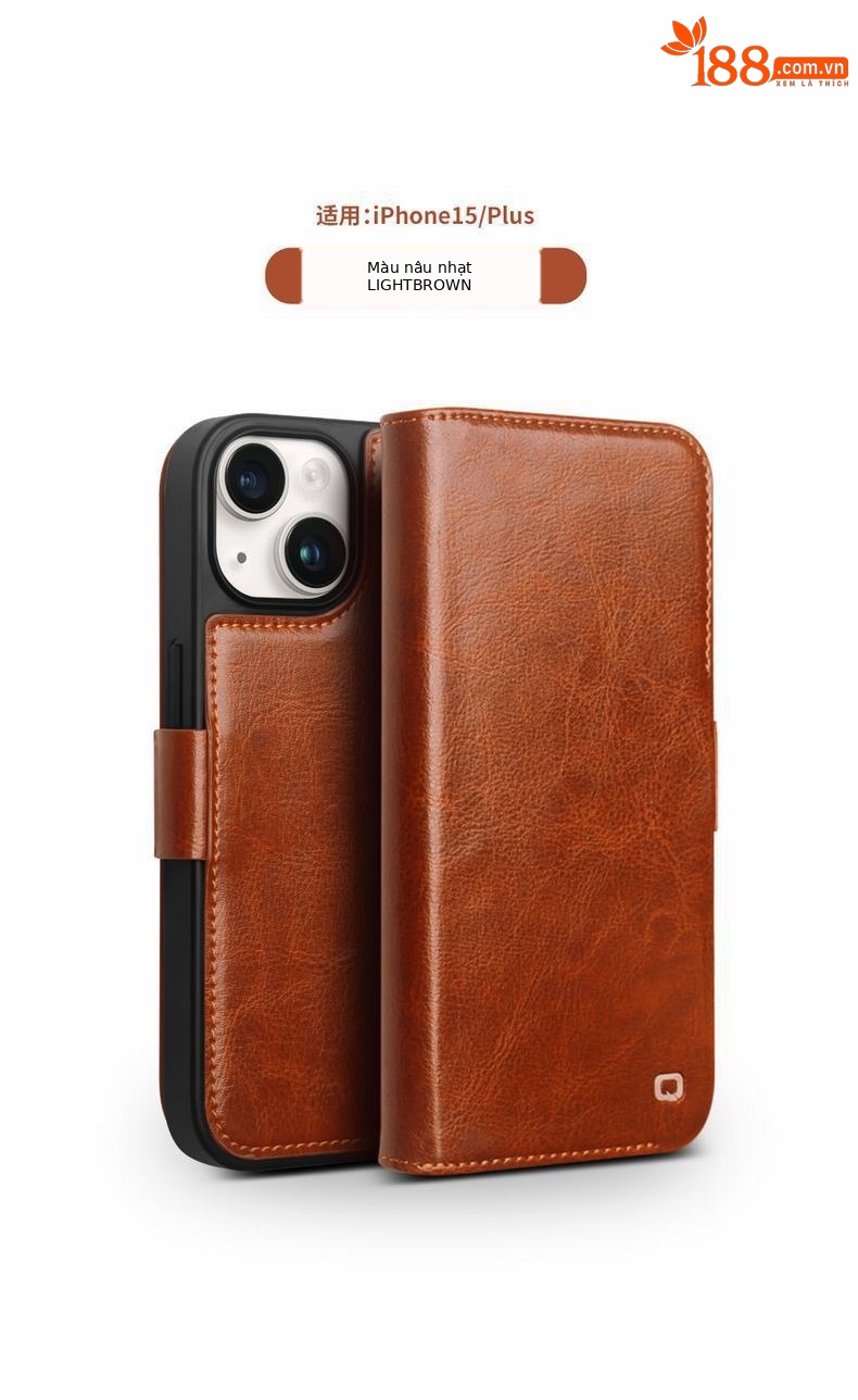 Ốp lưng da thật nắp lật từ tính cho iPhone 15 Pro Max, bảo vệ toàn bộ chống rơi — IPhone15 plus cổ điển 103 đen, IPhone15 plus cổ điển 103 màu nâu sẫm, IPhone15 plus cổ điển 103 màu nâu nhạt, IPhone15 Pro max Classic 103 Đen chi tiết 13