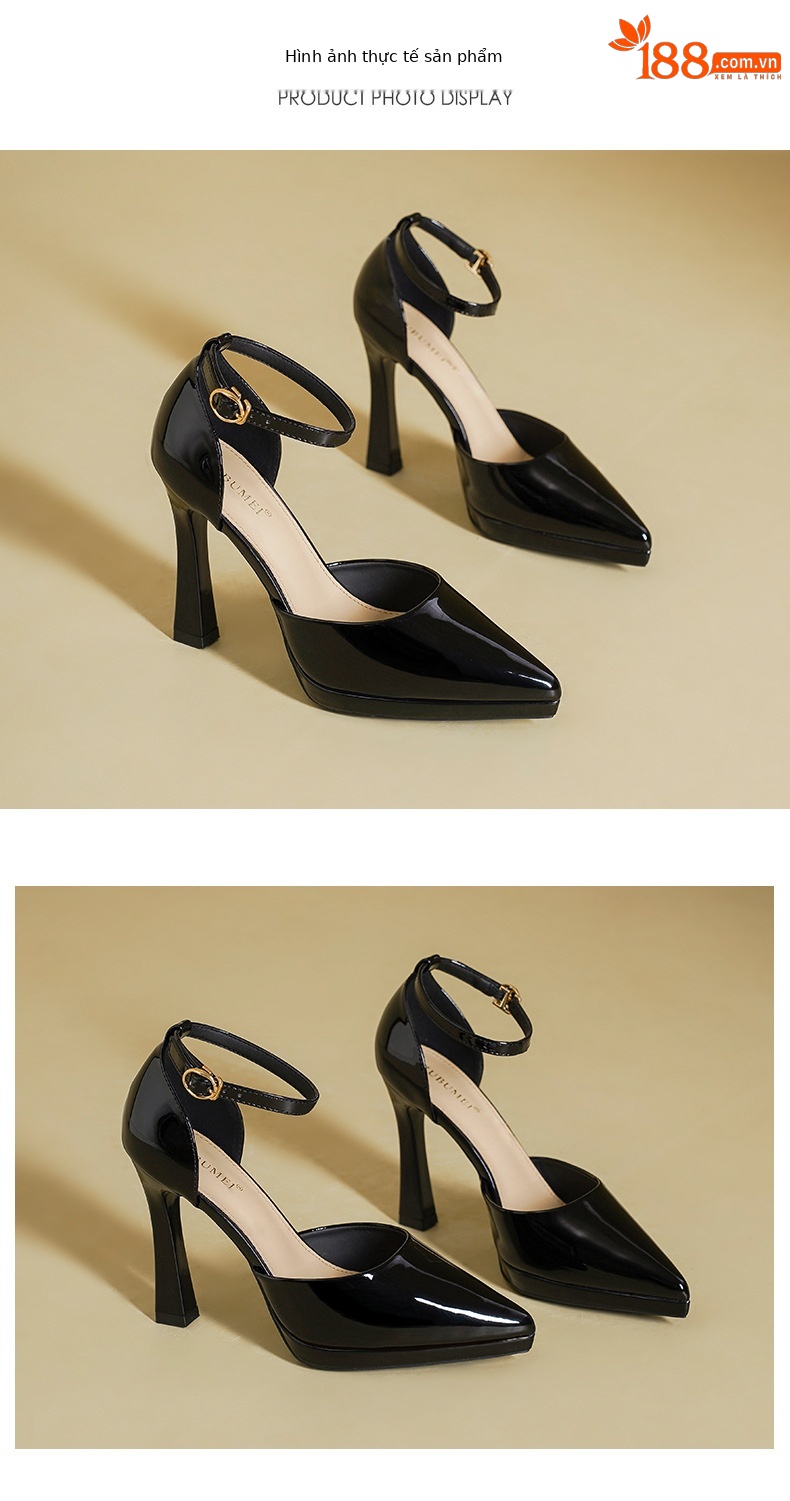 Giày cao gót mũi nhọn gót nhọn 12 cm, dáng sandal hở gót, đế chống thấm nước — Màu nude-12cm chi tiết 9