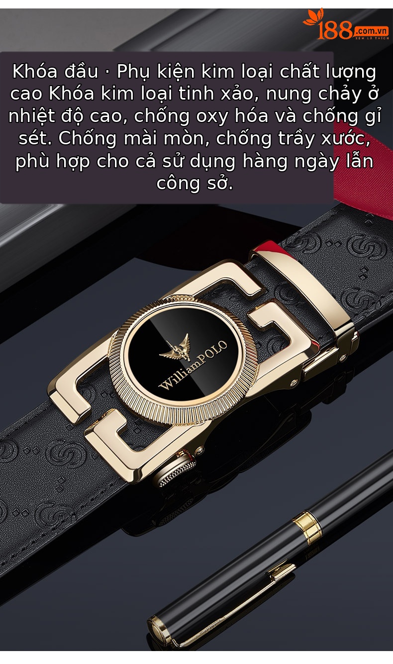 Thắt lưng da nam Hoàng Đế Paul da bò hai lớp 2025 phong cách Âu Mỹ — 120cm, 130cm, 110cm, 125cm chi tiết 5
