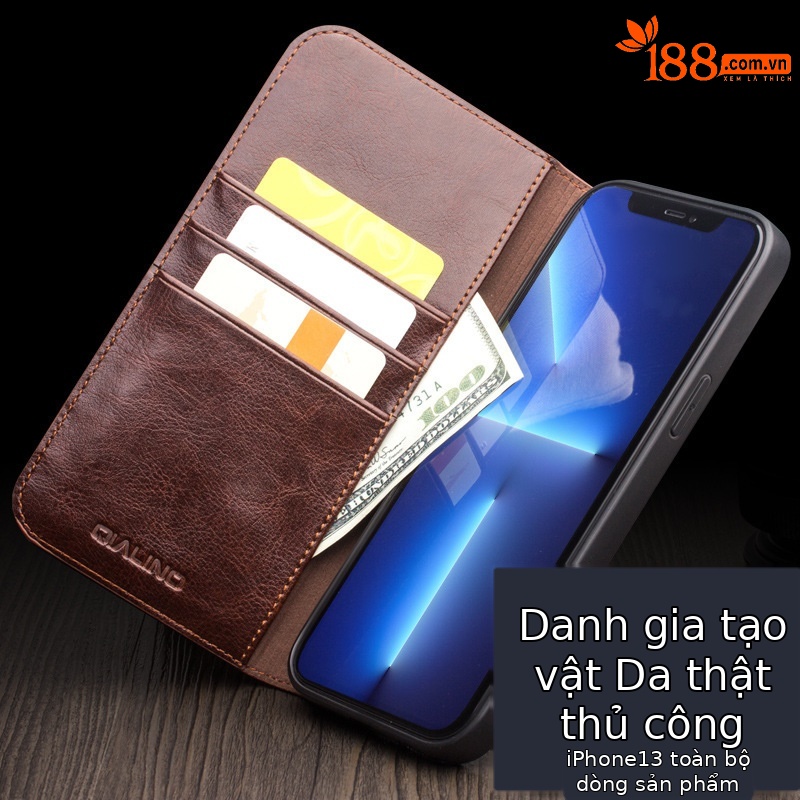 Ốp lưng da thật iPhone 13 Pro Max / 13 mini nắp gập bảo vệ toàn diện — IPhone13 pro max màu nâu cổ điển 6,7 inch, IPhone13 pro max màu đen cổ điển 6,7 inch, Màu nâu cổ điển iPhone13/pro 6,1 inch, IPhone13 6,1 inch/pro màu đen cổ điển