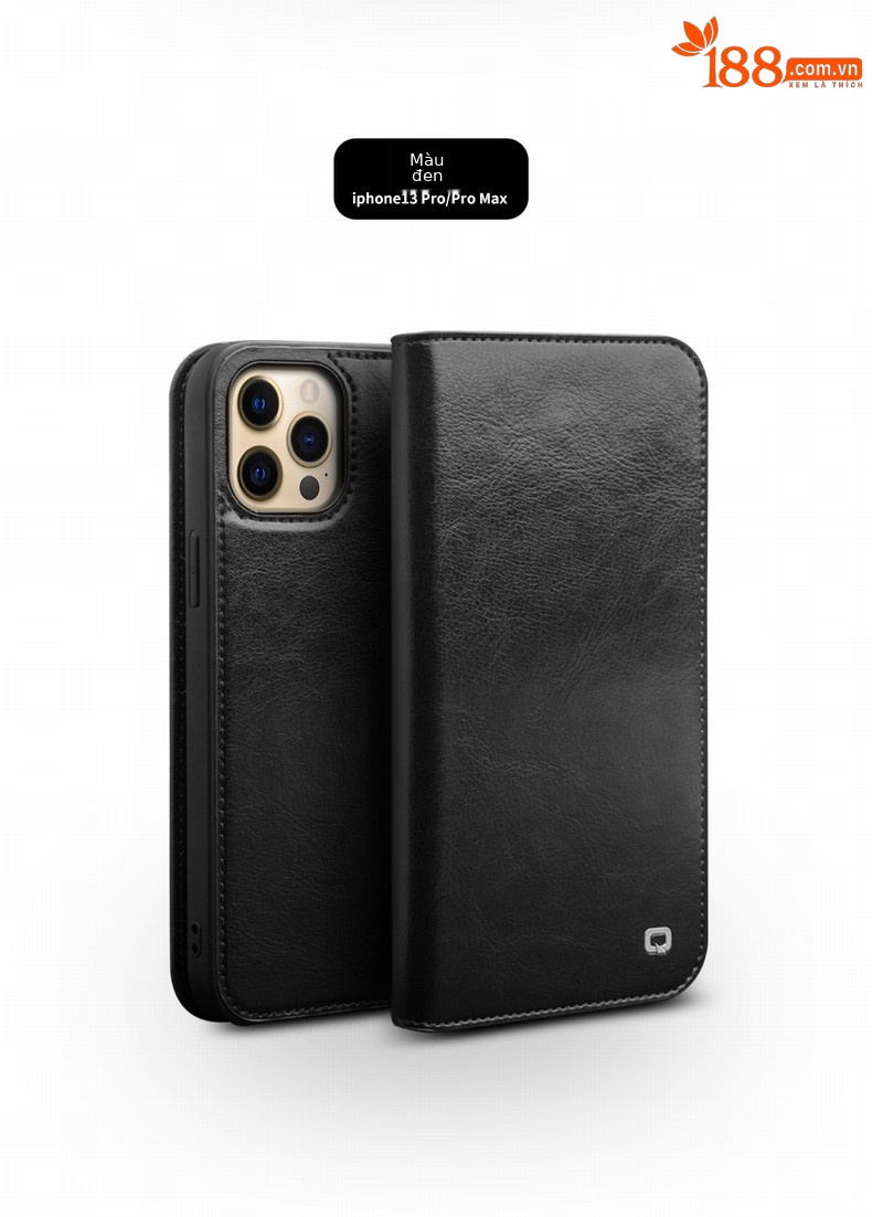 Ốp lưng da thật iPhone 13 Pro Max / 13 mini nắp gập bảo vệ toàn diện — IPhone13 pro max màu nâu cổ điển 6,7 inch, IPhone13 pro max màu đen cổ điển 6,7 inch, Màu nâu cổ điển iPhone13/pro 6,1 inch, IPhone13 6,1 inch/pro màu đen cổ điển chi tiết 10