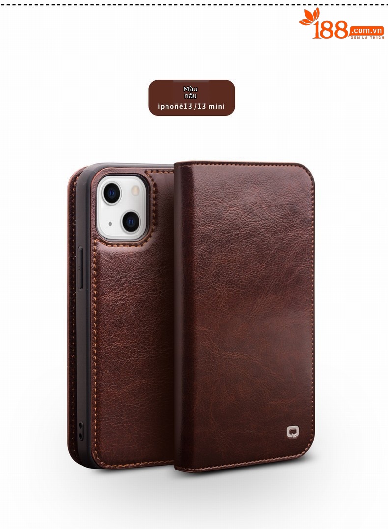 Ốp lưng da thật iPhone 13 Pro Max / 13 mini nắp gập bảo vệ toàn diện — IPhone13 pro max màu nâu cổ điển 6,7 inch, IPhone13 pro max màu đen cổ điển 6,7 inch, Màu nâu cổ điển iPhone13/pro 6,1 inch, IPhone13 6,1 inch/pro màu đen cổ điển chi tiết 11