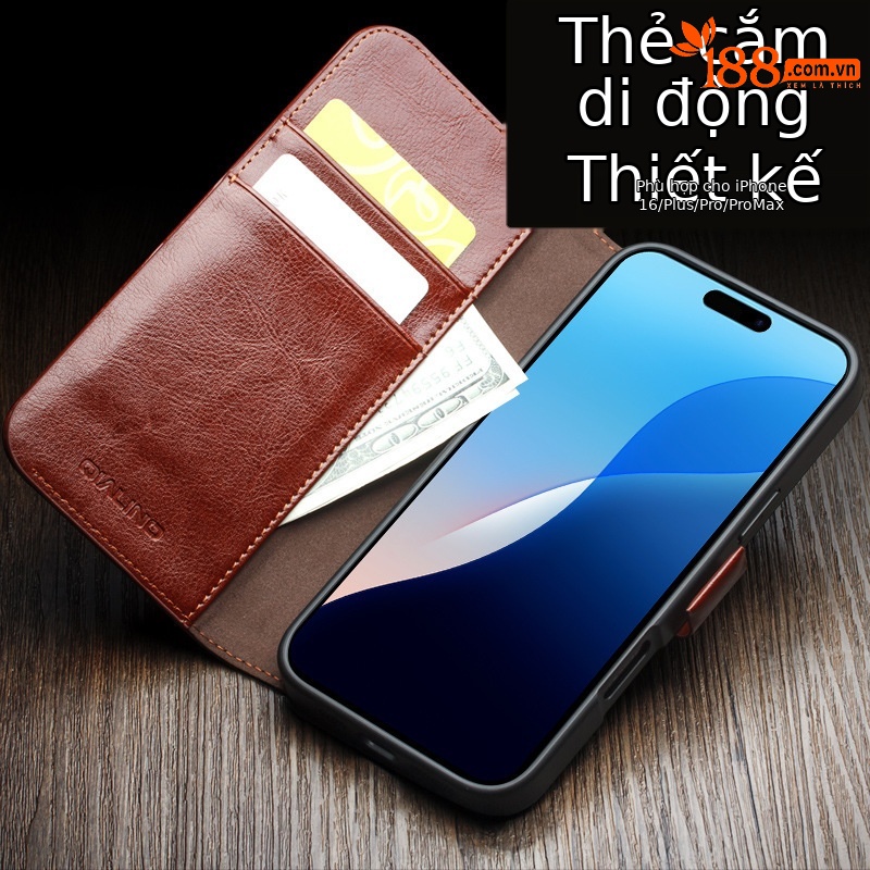 Ốp lưng da thật nắp lật từ tính chống rơi cho iPhone 16 Pro Max — IPhone16 Pro max Classic 103 Màu nâu sẫm, IPhone16 Pro max Classic 103 Đen, IPhone16 Pro Classic 103 Màu nâu sẫm, IPhone16 Pro Classic 103 Đen