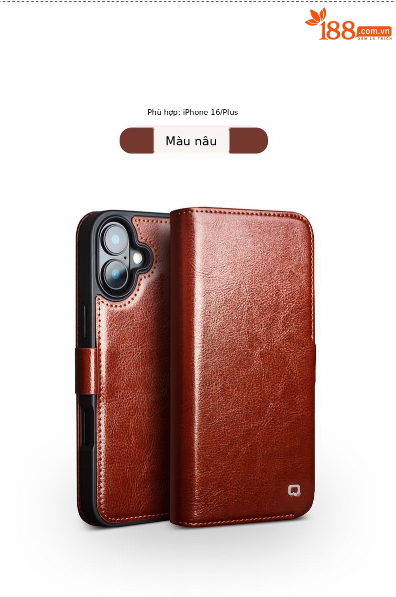 Ốp lưng da thật nắp lật từ tính chống rơi cho iPhone 16 Pro Max — IPhone16 Pro max Classic 103 Màu nâu sẫm, IPhone16 Pro max Classic 103 Đen, IPhone16 Pro Classic 103 Màu nâu sẫm, IPhone16 Pro Classic 103 Đen chi tiết 11