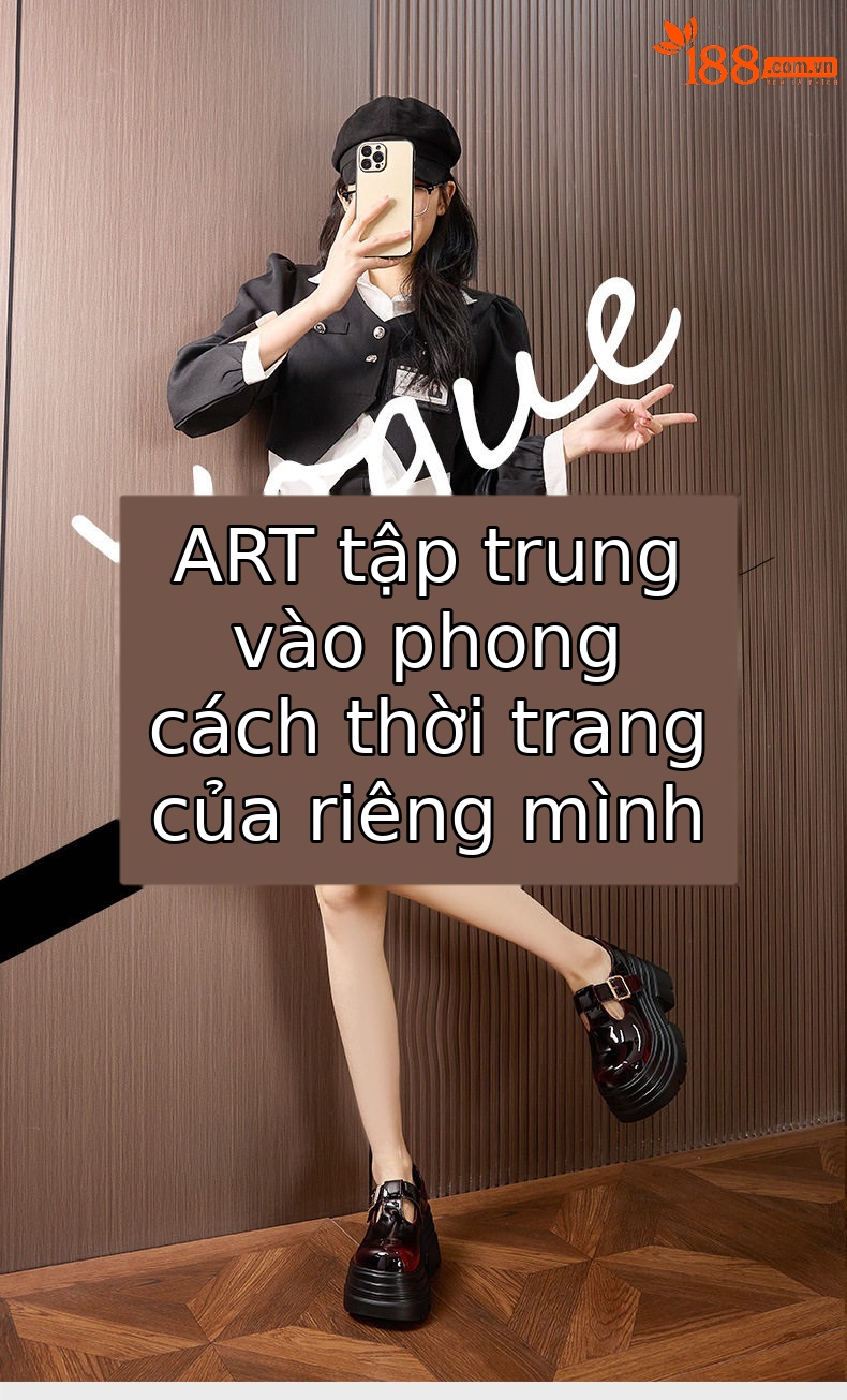 Giày loafer nữ mũi tròn gót cao 8 cm phong cách Anh — Đen, Đen đỏ chi tiết 1