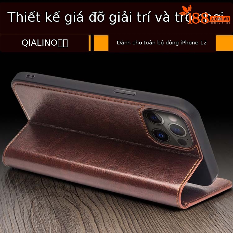 Ốp lưng da thật gập bảo vệ thẻ cho iPhone 12 Pro Max / 12 mini — IPhone12 mini 5,4 inch màu nâu cổ điển, IPhone12 mini 5,4 inch màu đen cổ điển, IPhone12 Pro 6,1 inch màu nâu cổ điển, IPhone12 Pro 6,1 inch màu đen cổ điển