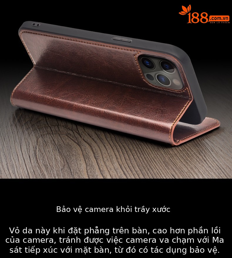 Ốp lưng da thật gập bảo vệ thẻ cho iPhone 12 Pro Max / 12 mini — IPhone12 mini 5,4 inch màu nâu cổ điển, IPhone12 mini 5,4 inch màu đen cổ điển, IPhone12 Pro 6,1 inch màu nâu cổ điển, IPhone12 Pro 6,1 inch màu đen cổ điển chi tiết 14