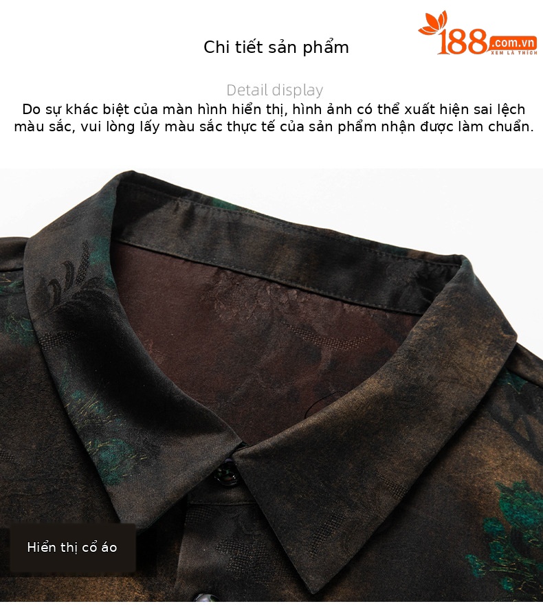 Áo sơ mi nam ngắn tay lụa tơ tằm mùa hè kiểu Trung Quốc tay lỡ — Màu hình 2567 chi tiết 12