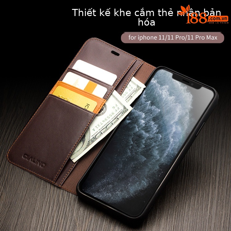 Ốp lưng iPhone 11 Pro Max da thật nắp gập chống rơi, tích hợp khe thẻ — [5,8 inch] iPhone11 Pro màu đen cổ điển thế hệ thứ hai, [5,8 inch] iPhone11 Pro màu nâu sẫm cổ điển thế hệ thứ hai, [6,5 inch] iPhone11 Pro Max thế hệ thứ hai màu đen cổ điển