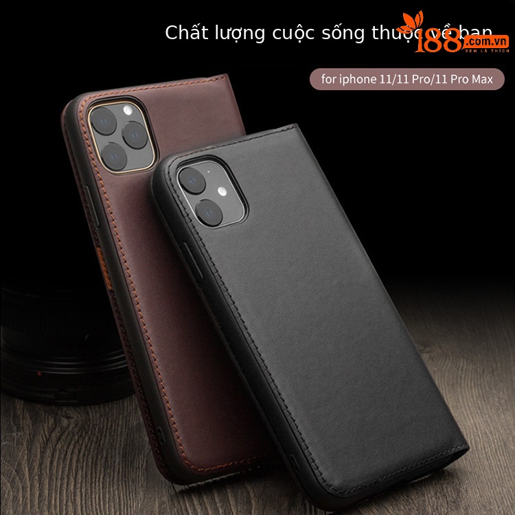 Ốp lưng iPhone 11 Pro Max da thật nắp gập chống rơi, tích hợp khe thẻ — [5,8 inch] iPhone11 Pro màu đen cổ điển thế hệ thứ hai, [5,8 inch] iPhone11 Pro màu nâu sẫm cổ điển thế hệ thứ hai, [6,5 inch] iPhone11 Pro Max thế hệ thứ hai màu đen cổ điển