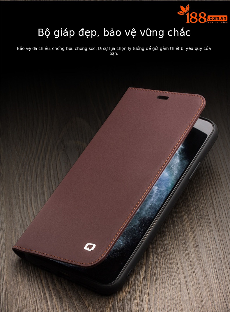 Ốp lưng iPhone 11 Pro Max da thật nắp gập chống rơi, tích hợp khe thẻ — [5,8 inch] iPhone11 Pro màu đen cổ điển thế hệ thứ hai, [5,8 inch] iPhone11 Pro màu nâu sẫm cổ điển thế hệ thứ hai, [6,5 inch] iPhone11 Pro Max thế hệ thứ hai màu đen cổ điển chi tiết 5