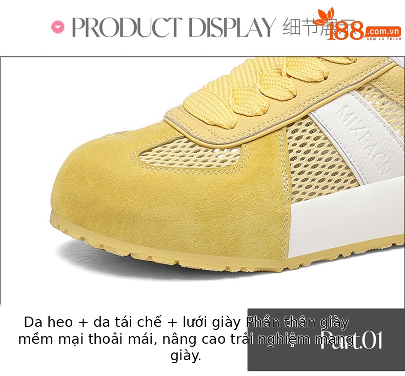 Giày sneaker nữ đế dày phối màu thời trang xuân hè 2026, lưới thoáng khí — 7115 Màu xanh lá cây, 7115 Màu vàng, 7115-1 Trái cây xanh, 7115 -1 Màu vàng chi tiết 15