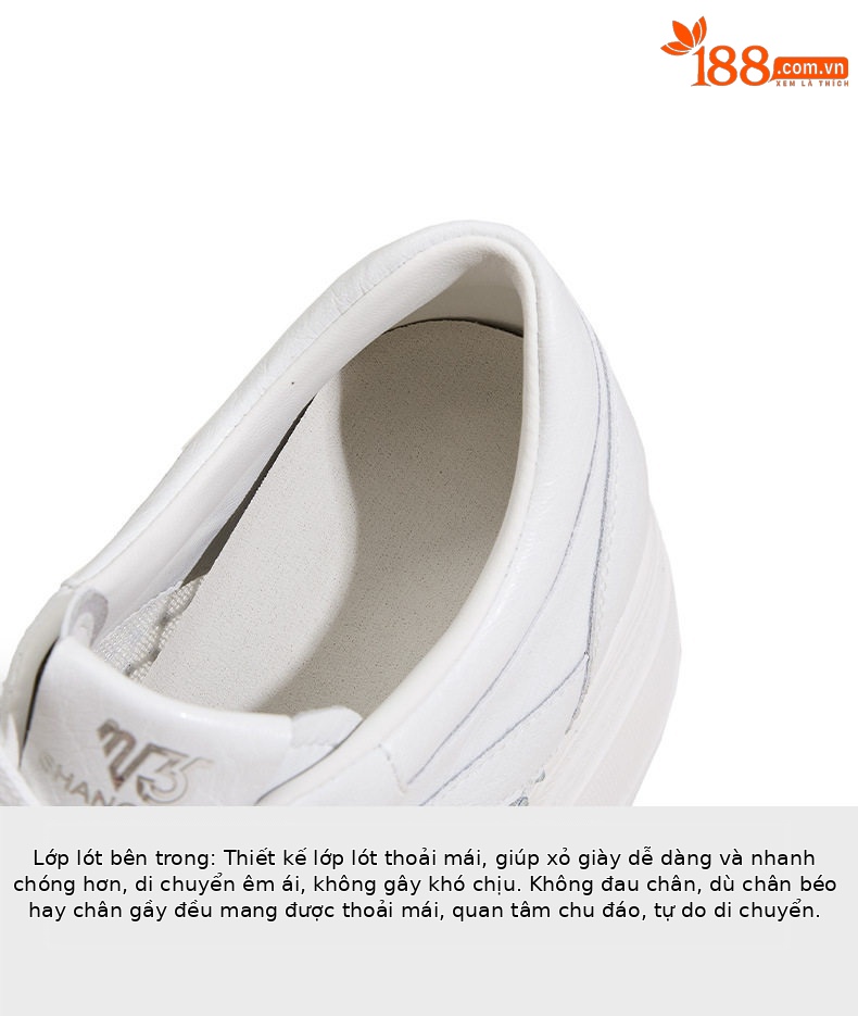 Giày sneaker nữ chunky đế dày trắng platform họa tiết đính đá — Trắng, Bạc chi tiết 10