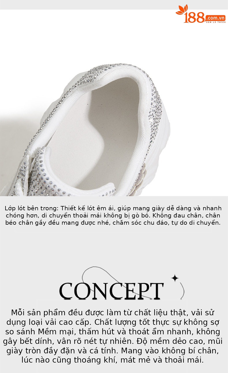 Sandal cao gót nữ đính đá rhinestone mũi tròn quai ngang gót siêu cao 8 cm — Trắng, Bạc, Đen chi tiết 8