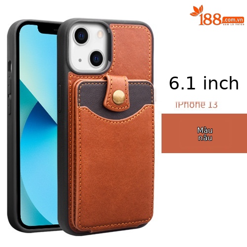 6.1inch Thẻ kinh doanh iphone13 Crazy Horse Brown