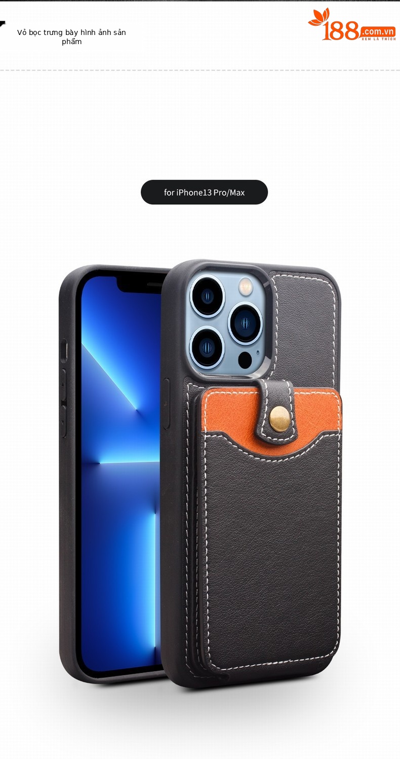 Ốp lưng iPhone 13 Pro Max chống sốc viền dày — Thẻ kinh doanh iphone13 6,1 inch màu đen, Thẻ công sở iphone13 Pro 6,1 inch màu đen, 6.7inch iphone13 Pro max danh thiếp Crazy Horse nâu, 6.1inch Thẻ kinh doanh iphone13 Pro Crazy Horse Brown chi tiết 7