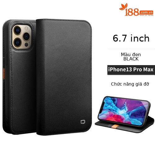 Ốp lưng da thật có giá đỡ nắp gập cho iPhone 13 Pro Max / 13 mini — IPhone13 pro max 6.7 inch màu đen cổ điển thế hệ thứ hai, IPhone13 pro max 6,7 inch màu đỏ hồng nhỏ cổ điển thế hệ thứ hai, 6.1 inch iPhone13/pro màu nâu cổ điển thế hệ thứ hai, IPhone13 6,1 inch/pro màu đen cổ điển thế hệ thứ hai