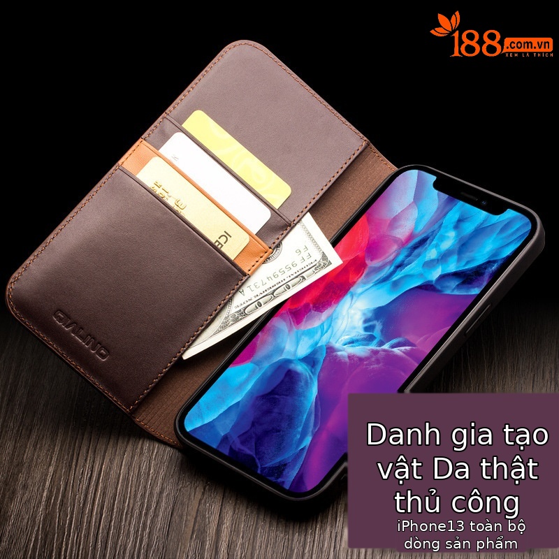 Ốp lưng da thật có giá đỡ nắp gập cho iPhone 13 Pro Max / 13 mini — IPhone13 pro max 6.7 inch màu đen cổ điển thế hệ thứ hai, IPhone13 pro max 6,7 inch màu đỏ hồng nhỏ cổ điển thế hệ thứ hai, 6.1 inch iPhone13/pro màu nâu cổ điển thế hệ thứ hai, IPhone13 6,1 inch/pro màu đen cổ điển thế hệ thứ hai