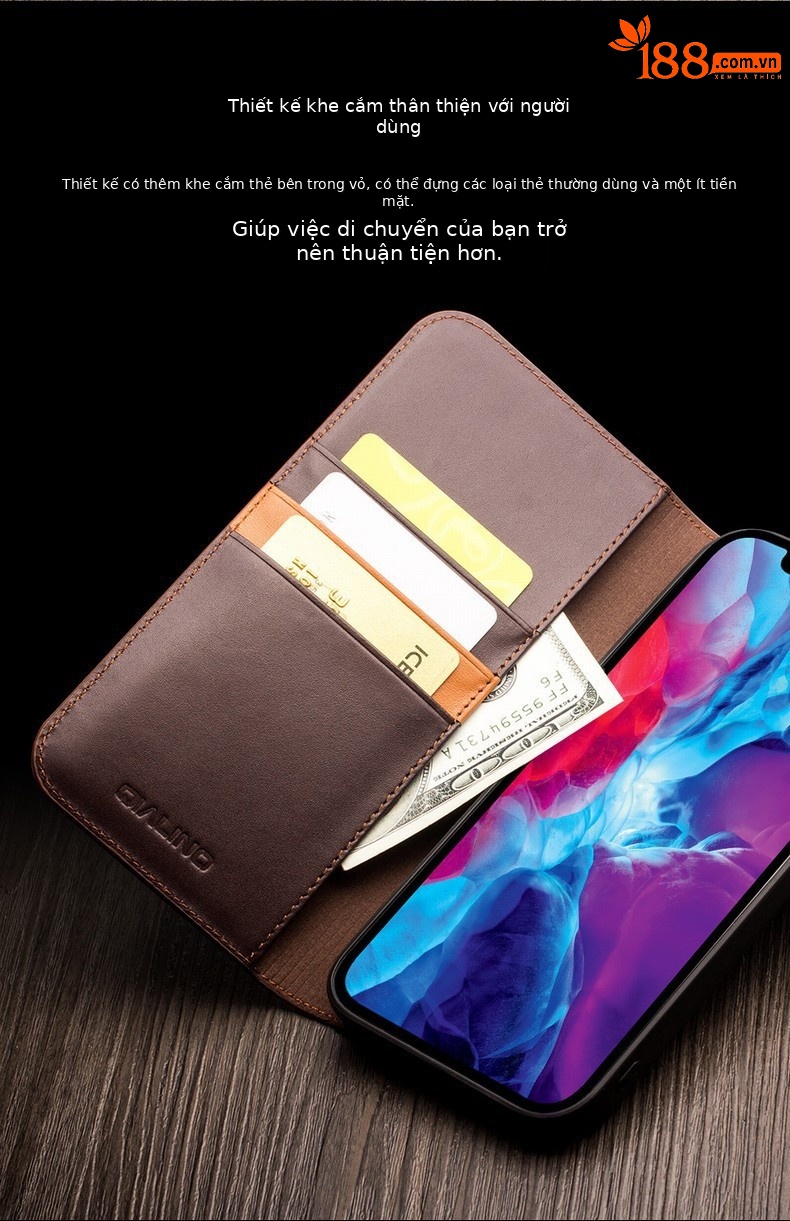 Ốp lưng da thật có giá đỡ nắp gập cho iPhone 13 Pro Max / 13 mini — IPhone13 pro max 6.7 inch màu đen cổ điển thế hệ thứ hai, IPhone13 pro max 6,7 inch màu đỏ hồng nhỏ cổ điển thế hệ thứ hai, 6.1 inch iPhone13/pro màu nâu cổ điển thế hệ thứ hai, IPhone13 6,1 inch/pro màu đen cổ điển thế hệ thứ hai chi tiết 6