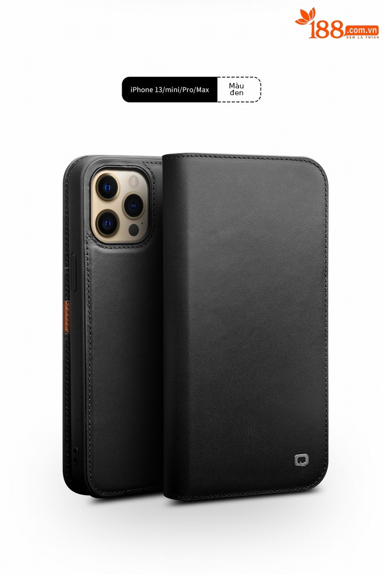 Ốp lưng da thật có giá đỡ nắp gập cho iPhone 13 Pro Max / 13 mini — IPhone13 pro max 6.7 inch màu đen cổ điển thế hệ thứ hai, IPhone13 pro max 6,7 inch màu đỏ hồng nhỏ cổ điển thế hệ thứ hai, 6.1 inch iPhone13/pro màu nâu cổ điển thế hệ thứ hai, IPhone13 6,1 inch/pro màu đen cổ điển thế hệ thứ hai chi tiết 10