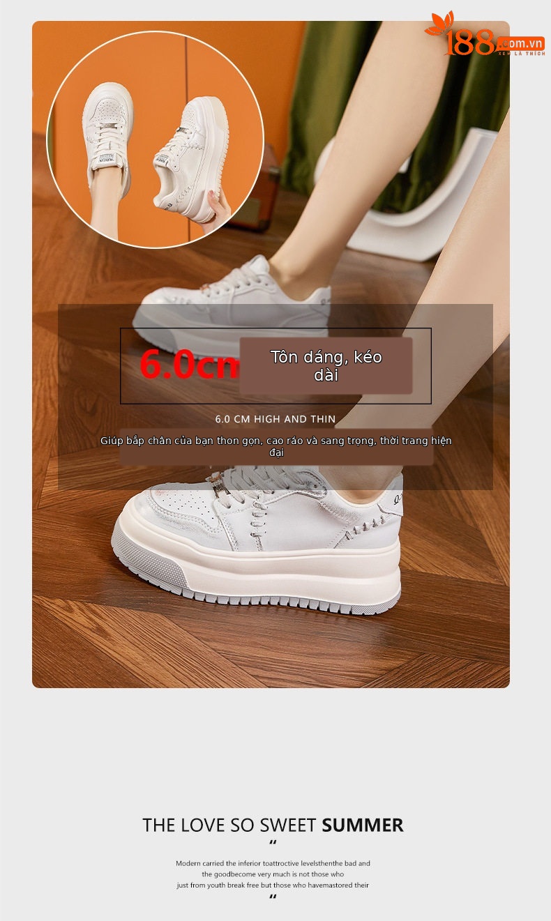 Giày sneaker nữ chunky đế dày trắng phong cách thể thao — Lông nguyên chất, Bạc chi tiết 9