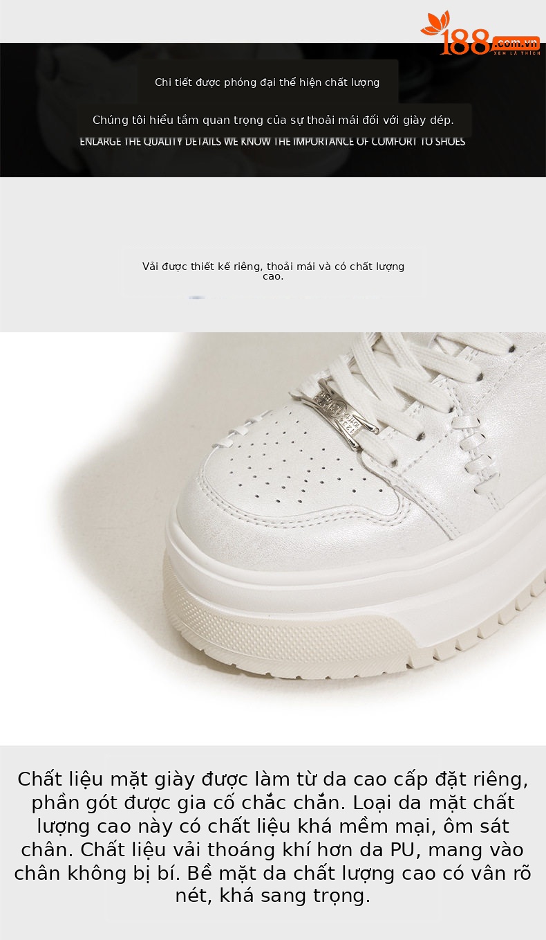 Giày sneaker nữ chunky đế dày trắng phong cách thể thao — Lông nguyên chất, Bạc chi tiết 6