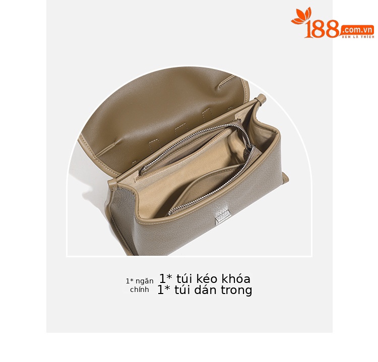 Túi đeo chéo nữ phong cách Hàn Quốc dáng hộp nhỏ xách tay — Màu be, Màu xanh vàng, Màu bánh quy, Voi xám chi tiết 7