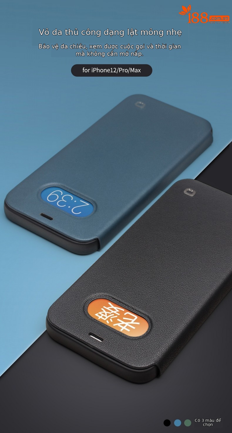 Ốp lưng da thật bảo vệ toàn bộ cho iPhone 12 Pro Max — IPhone 12 Pro Max 6,7 inch nắp gập siêu mỏng màu xanh nước biển, IPhone 12 Pro Max 6,7 inch nắp gập siêu mỏng màu đen, Iphone 12 Pro Max 6,7 inch nắp gập siêu mỏng màu xanh da trời, IPhone 12/12 Pro 6,1 inch nắp gập siêu mỏng màu đen chi tiết 1