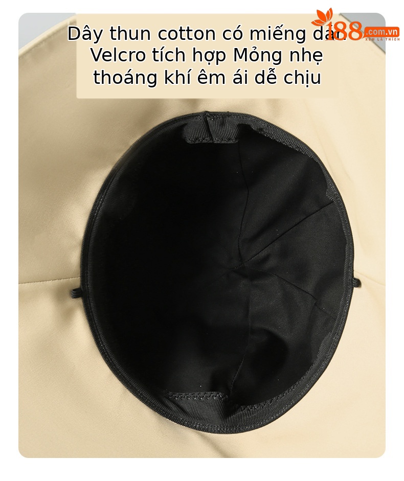 Nón chống nắng vành rộng phong cách Hàn Quốc che mặt tia UV — Màu đen chi tiết 3