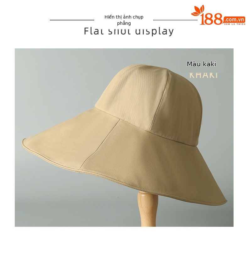 Nón chống nắng vành rộng phong cách Hàn Quốc che mặt tia UV — Màu đen chi tiết 9