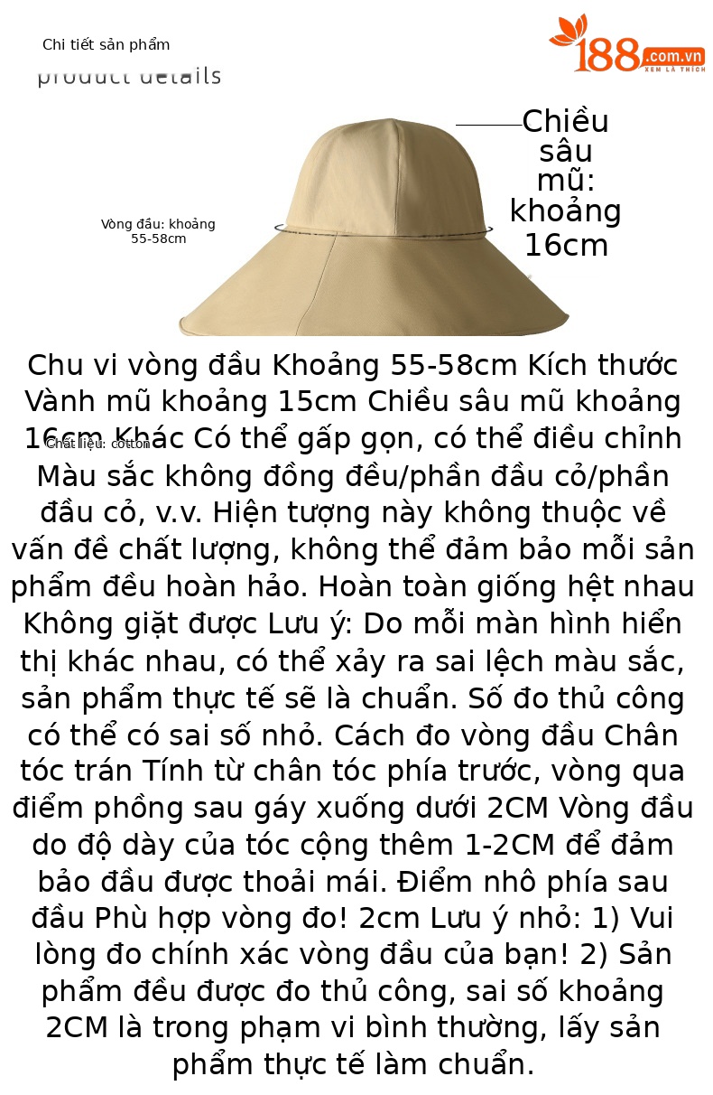 Nón chống nắng vành rộng phong cách Hàn Quốc che mặt tia UV — Màu đen chi tiết 4