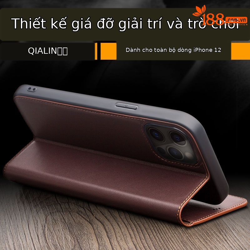 Ốp lưng da thật gập đứng cho iPhone 12 Pro Max / 12 mini – bảo vệ toàn diện, tích hợp giá đỡ — IPhone12 mini 5,4 inch màu nâu cổ điển thế hệ thứ hai, IPhone12 Pro 6,1 inch màu nâu cổ điển thế hệ thứ hai, IPhone12 6,1 inch màu nâu cổ điển thế hệ thứ hai, IPhone12 Pro Max 6,7 inch màu đen cổ điển thế hệ thứ hai