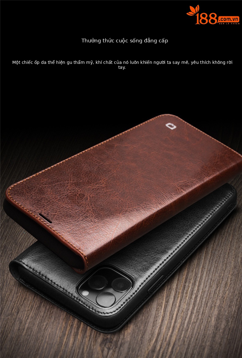 Ốp lưng da thật iPhone 11 Pro Max – Bao da doanh nhân sang trọng — IPhone 11 6,1 inch màu đen cổ điển, IPhone 11 màu nâu cổ điển 6,1 inch, IPhone 11 Pro 5,8 inch màu đen cổ điển, IPhone 11 Pro 5,8 inch màu nâu cổ điển chi tiết 3