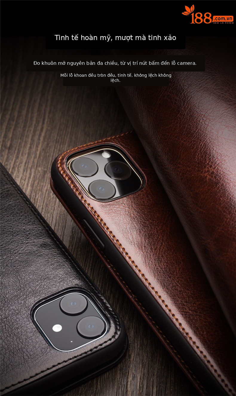 Ốp lưng da thật iPhone 11 Pro Max – Bao da doanh nhân sang trọng — IPhone 11 6,1 inch màu đen cổ điển, IPhone 11 màu nâu cổ điển 6,1 inch, IPhone 11 Pro 5,8 inch màu đen cổ điển, IPhone 11 Pro 5,8 inch màu nâu cổ điển chi tiết 6