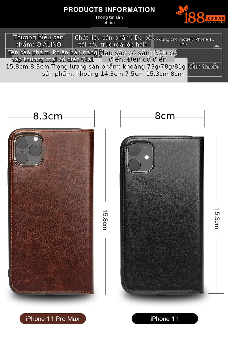 Ốp lưng da thật iPhone 11 Pro Max – Bao da doanh nhân sang trọng — IPhone 11 6,1 inch màu đen cổ điển, IPhone 11 màu nâu cổ điển 6,1 inch, IPhone 11 Pro 5,8 inch màu đen cổ điển, IPhone 11 Pro 5,8 inch màu nâu cổ điển chi tiết 9
