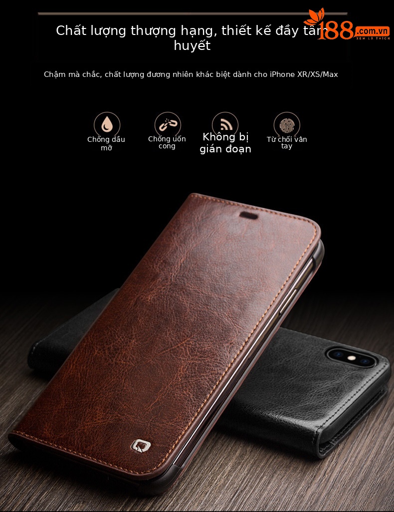 Ốp lưng da thật cho iPhone 7/8 Plus, Xr, Xs Max – Bao da doanh nhân chống sốc viền dày — Màu nâu cổ điển iphone7 4,7 inch, Màu đen cổ điển iphone7 4,7 inch, IPhone8 màu nâu cổ điển, IPhone8 đen cổ điển chi tiết 1