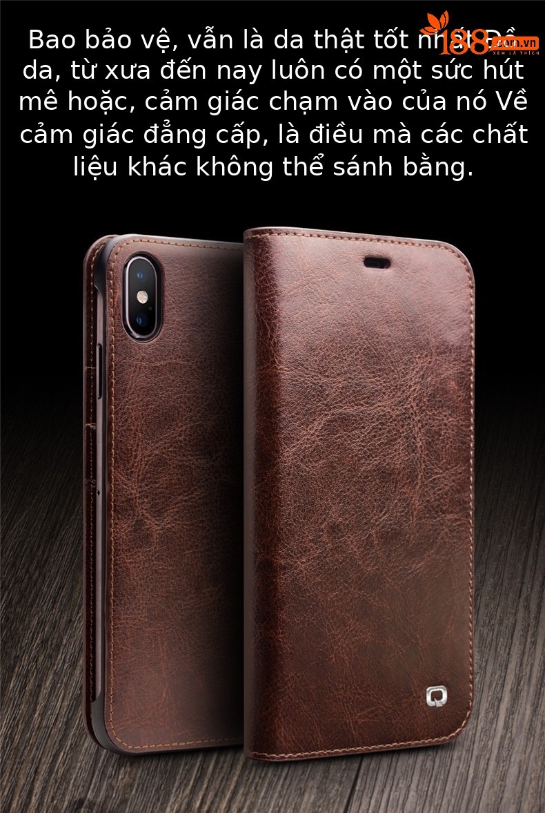 Ốp lưng da thật cho iPhone 7/8 Plus, Xr, Xs Max – Bao da doanh nhân chống sốc viền dày — Màu nâu cổ điển iphone7 4,7 inch, Màu đen cổ điển iphone7 4,7 inch, IPhone8 màu nâu cổ điển, IPhone8 đen cổ điển chi tiết 2