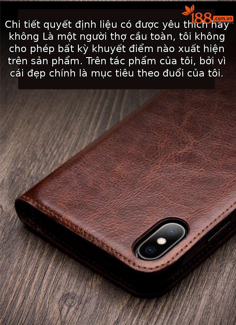 Ốp lưng da thật cho iPhone 7/8 Plus, Xr, Xs Max – Bao da doanh nhân chống sốc viền dày — Màu nâu cổ điển iphone7 4,7 inch, Màu đen cổ điển iphone7 4,7 inch, IPhone8 màu nâu cổ điển, IPhone8 đen cổ điển chi tiết 3