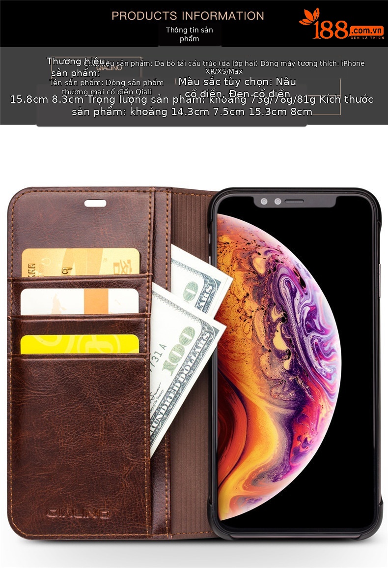 Ốp lưng da thật cho iPhone 7/8 Plus, Xr, Xs Max – Bao da doanh nhân chống sốc viền dày — Màu nâu cổ điển iphone7 4,7 inch, Màu đen cổ điển iphone7 4,7 inch, IPhone8 màu nâu cổ điển, IPhone8 đen cổ điển chi tiết 9