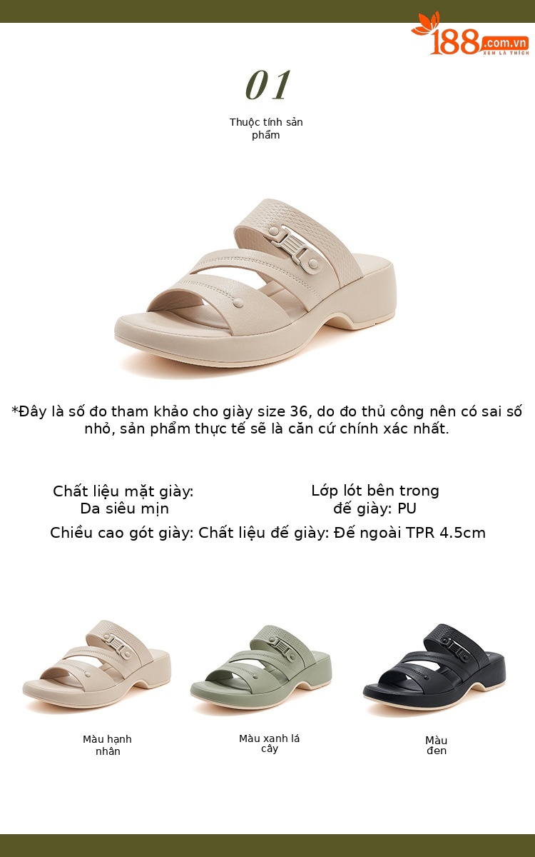 Dép sandal nữ quai chữ V đế xuồng đi biển chống trượt cỡ lớn V222-2 — Màu đen, Màu xanh lá, Màu mơ chi tiết 2