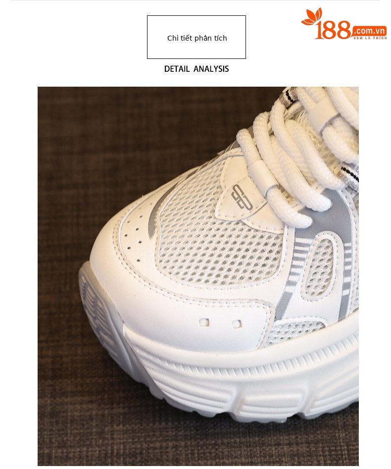 Giày sneaker chunky nữ đế dày tăng chiều cao lưới thoáng khí — Màu hồng chi tiết 6