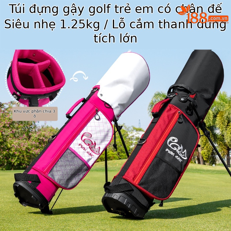 Túi đựng gậy golf trẻ em PGM Pick Cat dây đeo hai vai, nhẹ, có chân đế — QB052-Đen đỏ [* 3-8 tuổi nhỏ/giá đỡ ổn định/trọng lượng nhẹ 1,25 kg] QB052, QB052-Đen đỏ [* Lớn 9-12 tuổi/Giá đỡ ổn định/nhẹ 1,47 kg] QB052, QB052-hồng trắng [* 3-8 tuổi nhỏ/giá đỡ ổn định/trọng lượng nhẹ 1,25 kg] QB052, QB052-hồng trắng [* 9-12 tuổi lớn/giá đỡ ổn định/nhẹ 1,47 kg] QB052