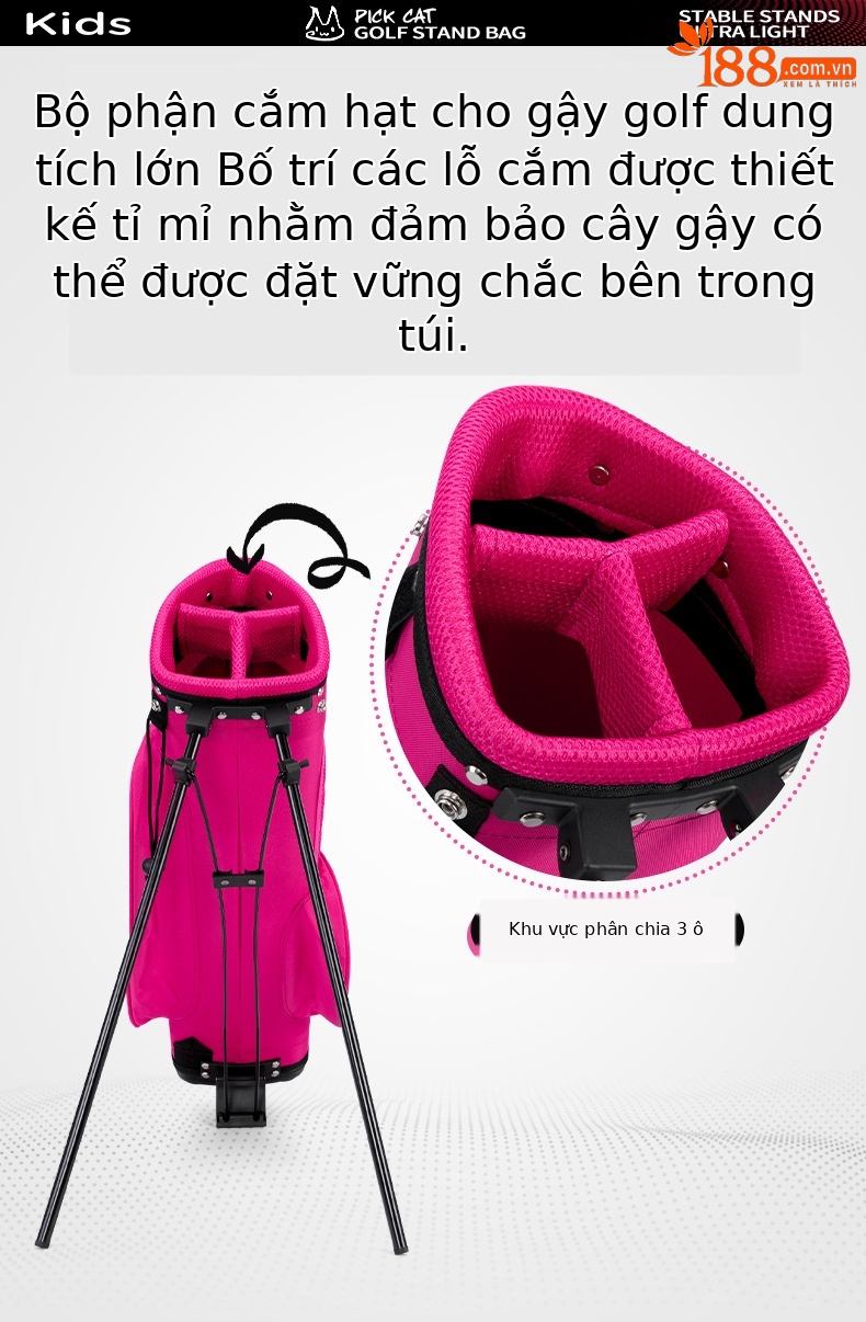 Túi đựng gậy golf trẻ em PGM Pick Cat dây đeo hai vai, nhẹ, có chân đế — QB052-Đen đỏ [* 3-8 tuổi nhỏ/giá đỡ ổn định/trọng lượng nhẹ 1,25 kg] QB052, QB052-Đen đỏ [* Lớn 9-12 tuổi/Giá đỡ ổn định/nhẹ 1,47 kg] QB052, QB052-hồng trắng [* 3-8 tuổi nhỏ/giá đỡ ổn định/trọng lượng nhẹ 1,25 kg] QB052, QB052-hồng trắng [* 9-12 tuổi lớn/giá đỡ ổn định/nhẹ 1,47 kg] QB052 chi tiết 5