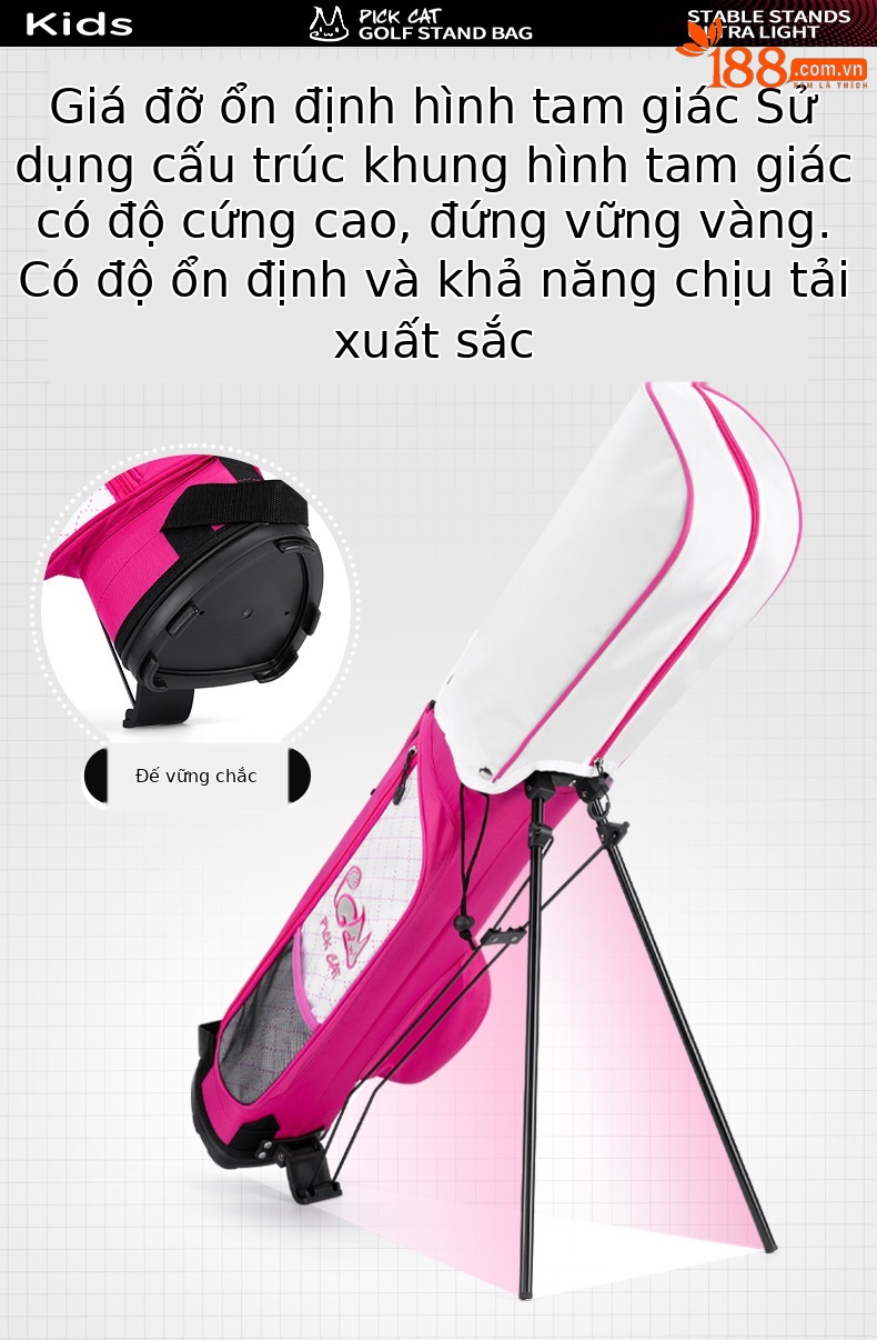 Túi đựng gậy golf trẻ em PGM Pick Cat dây đeo hai vai, nhẹ, có chân đế — QB052-Đen đỏ [* 3-8 tuổi nhỏ/giá đỡ ổn định/trọng lượng nhẹ 1,25 kg] QB052, QB052-Đen đỏ [* Lớn 9-12 tuổi/Giá đỡ ổn định/nhẹ 1,47 kg] QB052, QB052-hồng trắng [* 3-8 tuổi nhỏ/giá đỡ ổn định/trọng lượng nhẹ 1,25 kg] QB052, QB052-hồng trắng [* 9-12 tuổi lớn/giá đỡ ổn định/nhẹ 1,47 kg] QB052 chi tiết 7