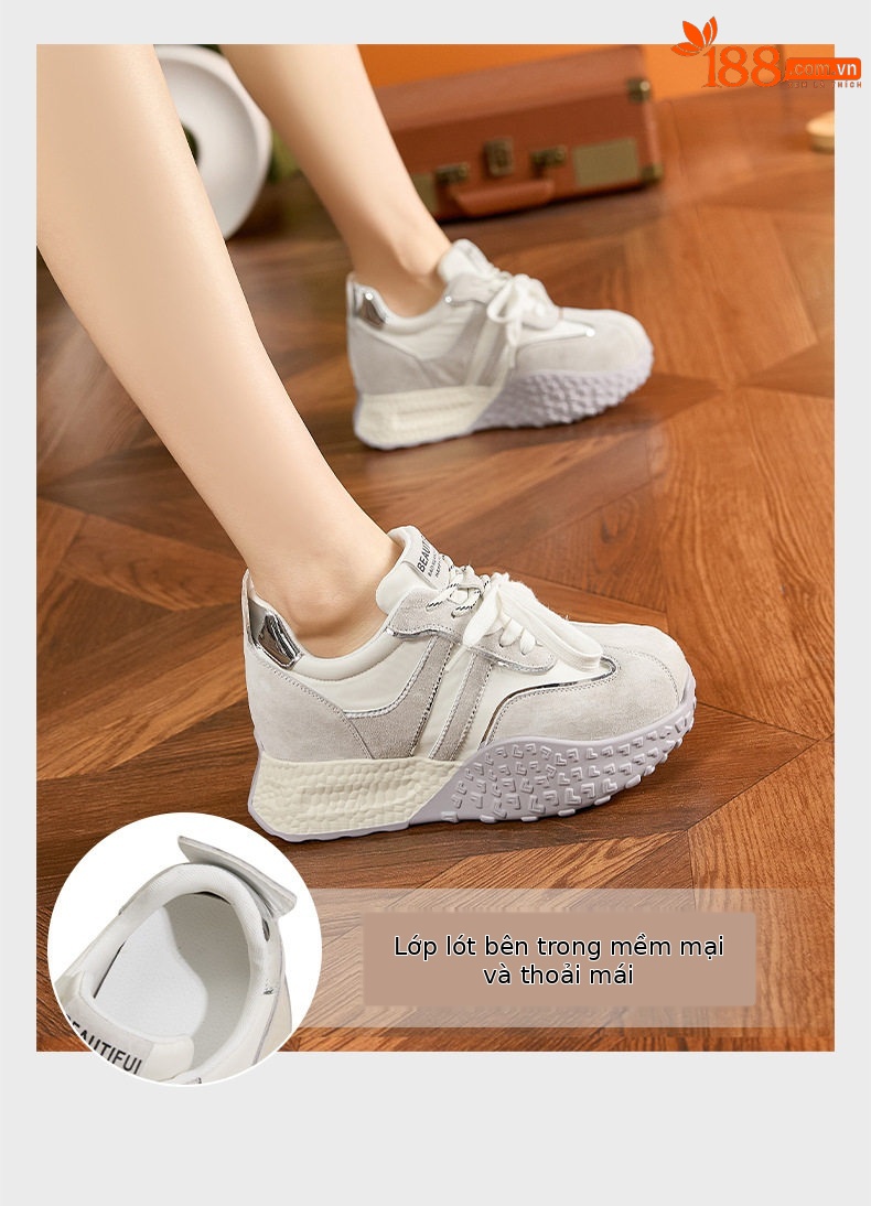 Giày cao gót nữ đế xuồng platform da bò mềm, gót siêu cao 8cm, form tròn, quai ngang, phong cách casual — Hình cầu, Xanh Nil, Len nguyên chất chi tiết 5