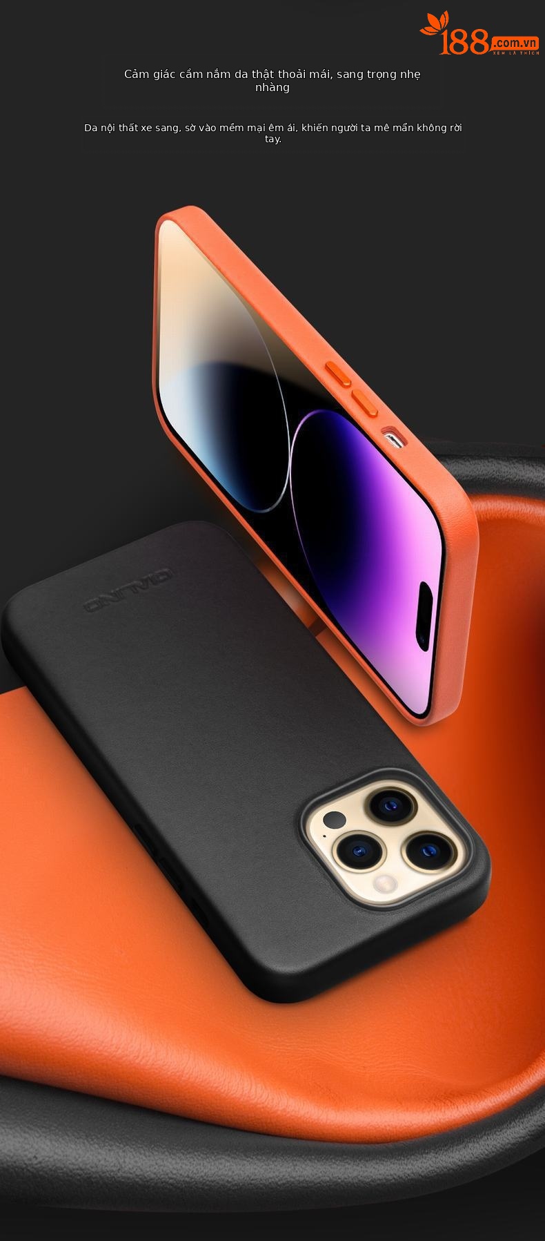 Ốp lưng từ tính chống rơi cho iPhone 14 Plus / 14 Pro Max, da thật, viền dày bảo vệ — IPhone14 pro max 6,7 inch phiên bản chính thức màu đen hấp thụ từ tính, IPhone14 pro max 6,7 inch phiên bản chính thức màu cam hấp thụ từ tính, IPhone14 pro max phiên bản chính thức 6,7 inch hấp thụ từ màu nâu đỏ, IPhone14pro 6.1 inch phiên bản chính thức màu cam hấp thụ từ tính chi tiết 3