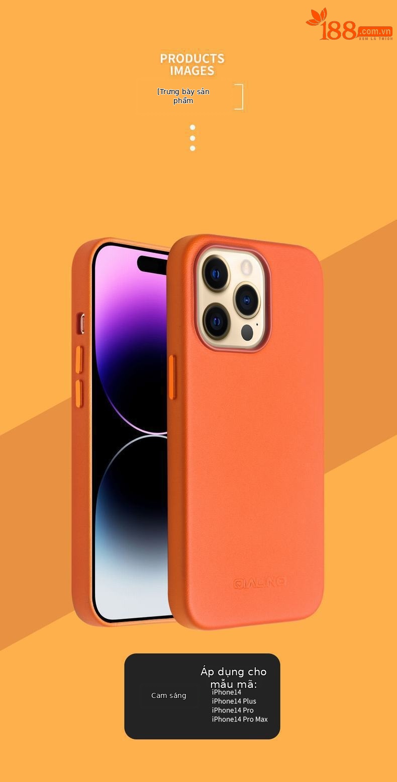 Ốp lưng từ tính chống rơi cho iPhone 14 Plus / 14 Pro Max, da thật, viền dày bảo vệ — IPhone14 pro max 6,7 inch phiên bản chính thức màu đen hấp thụ từ tính, IPhone14 pro max 6,7 inch phiên bản chính thức màu cam hấp thụ từ tính, IPhone14 pro max phiên bản chính thức 6,7 inch hấp thụ từ màu nâu đỏ, IPhone14pro 6.1 inch phiên bản chính thức màu cam hấp thụ từ tính chi tiết 10